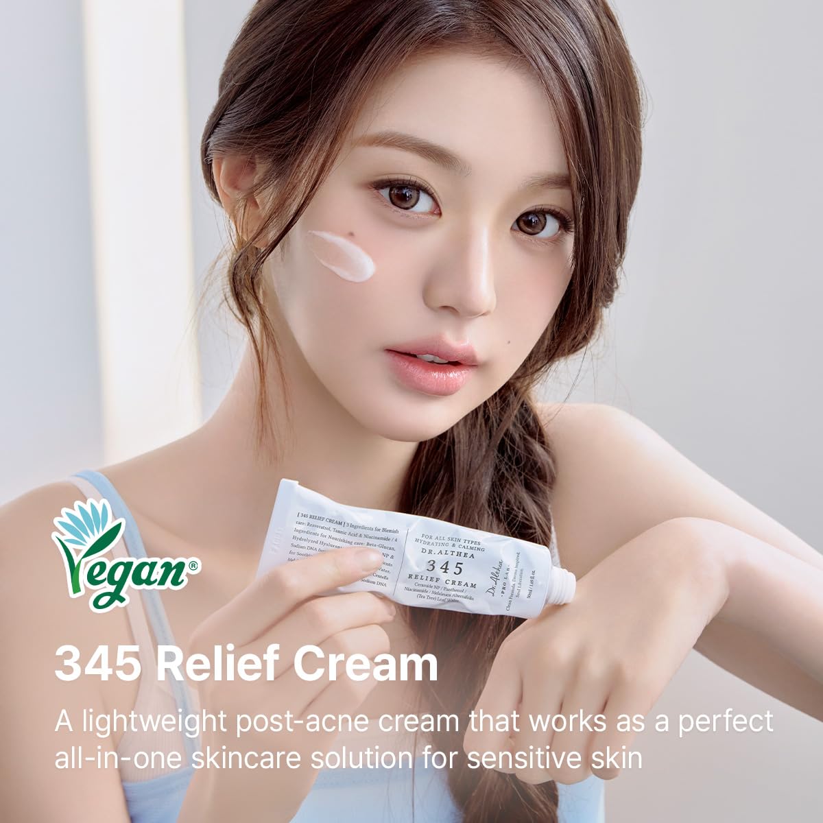 Dr.Althea 345 Relief Cream | PDRN & Hyaluronic Acid for Hydration, Blemish Care | Post-Acne Face Moisturizer with Centella & Niacinamide | Korean Vegan Skincare, 1.69 Fl Oz (Ver.2 - Pack of 1)