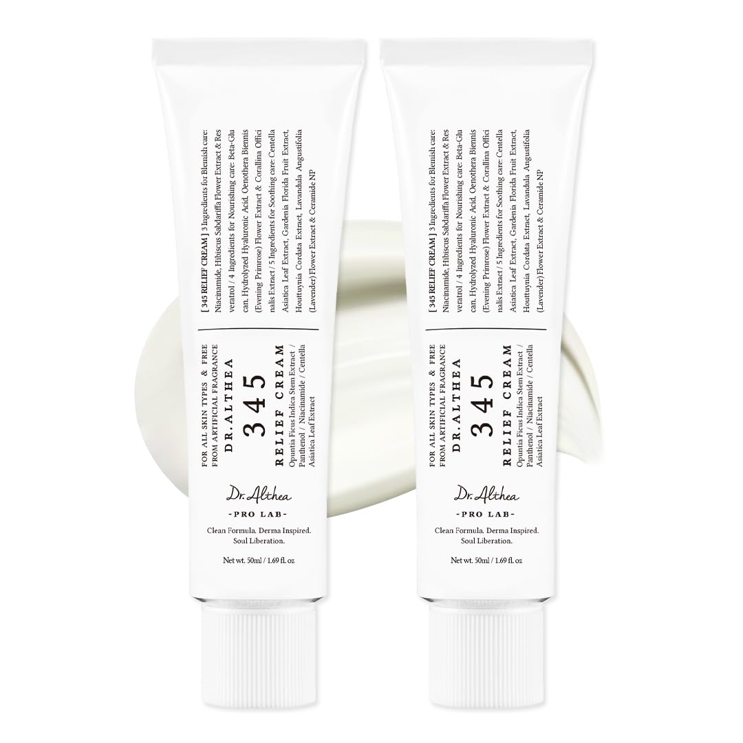 Dr.Althea 345 Relief Cream | PDRN & Hyaluronic Acid for Hydration, Blemish Care | Post-Acne Face Moisturizer with Centella & Niacinamide | Korean Vegan Skincare, 1.69 Fl Oz (Ver.2 - Pack of 1)