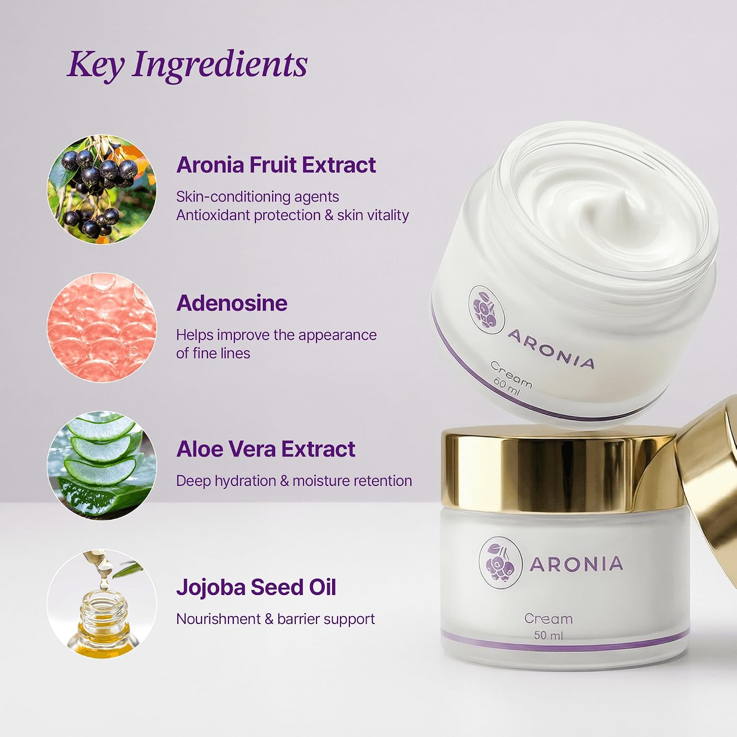 Aronia Extract Day Night Cream for Face Neck with Antioxidant Formula, Hydrating Moisturizer, Brightening 1.76 oz