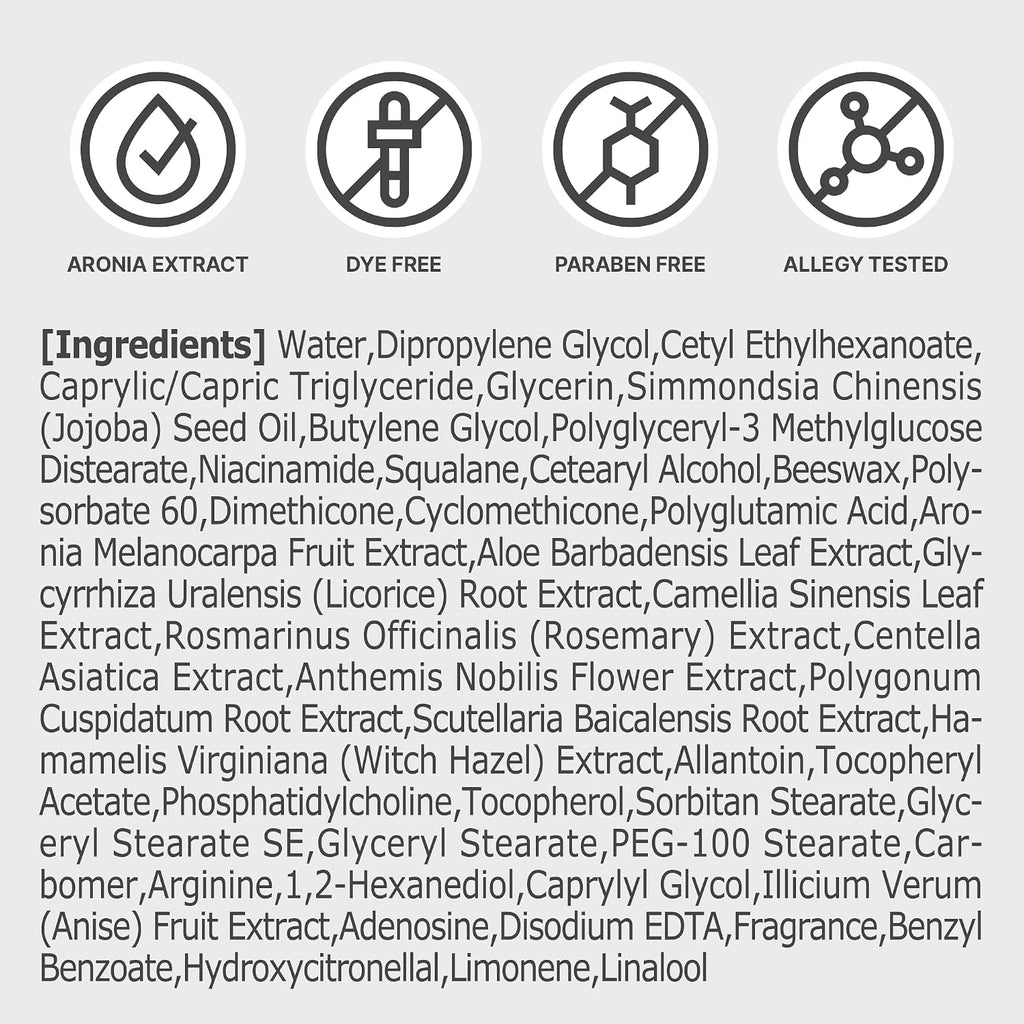 Aronia Extract Day Night Cream for Face Neck with Antioxidant Formula, Hydrating Moisturizer, Brightening 1.76 oz