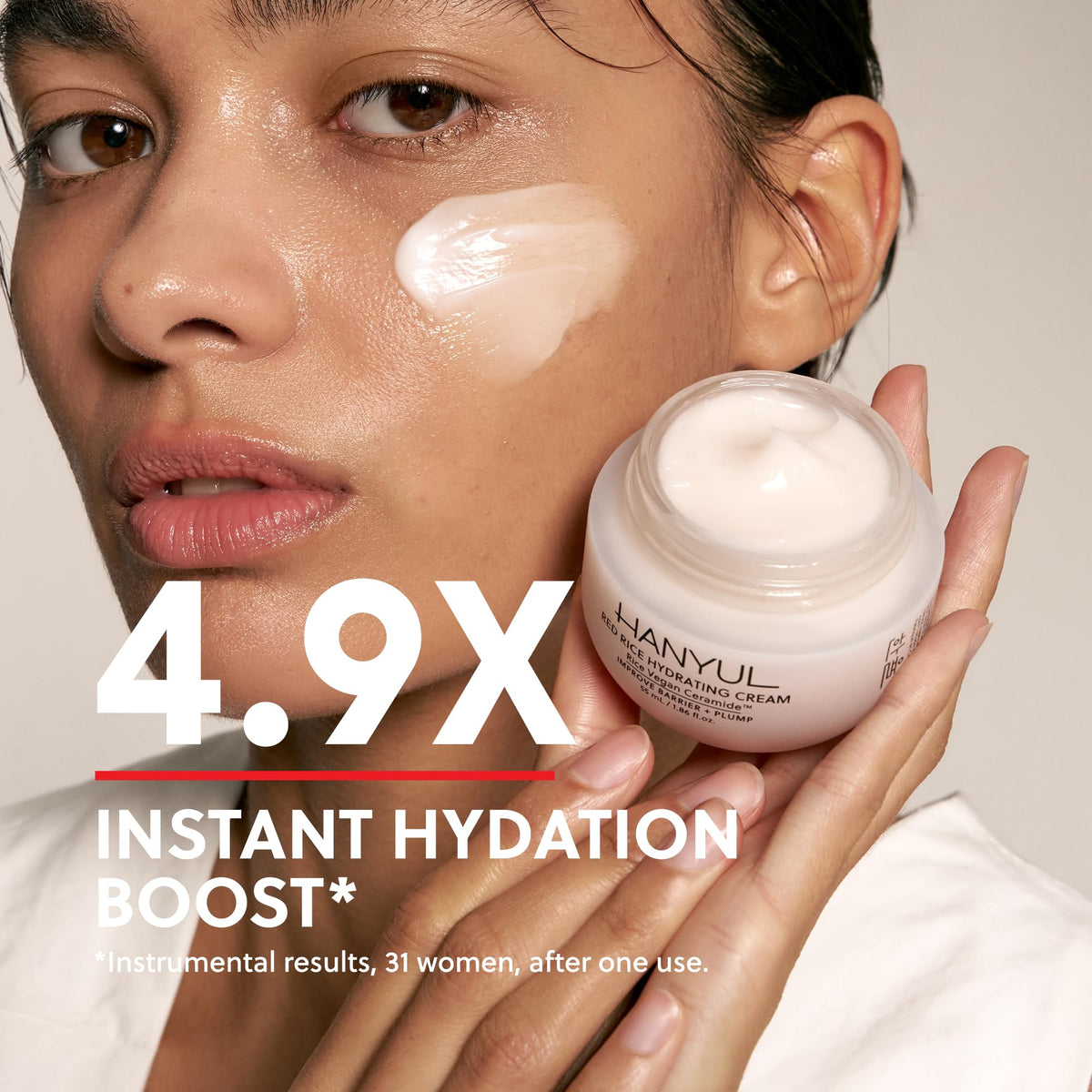 Hanyul Red Rice Hydrating Cream with Fermented Rice Extract & Ceramides | Korean Moisturizer for Plumping Hydration, Radiant Skin Glow, Firming & Barrier Support | For All Skin Types | Vegan
